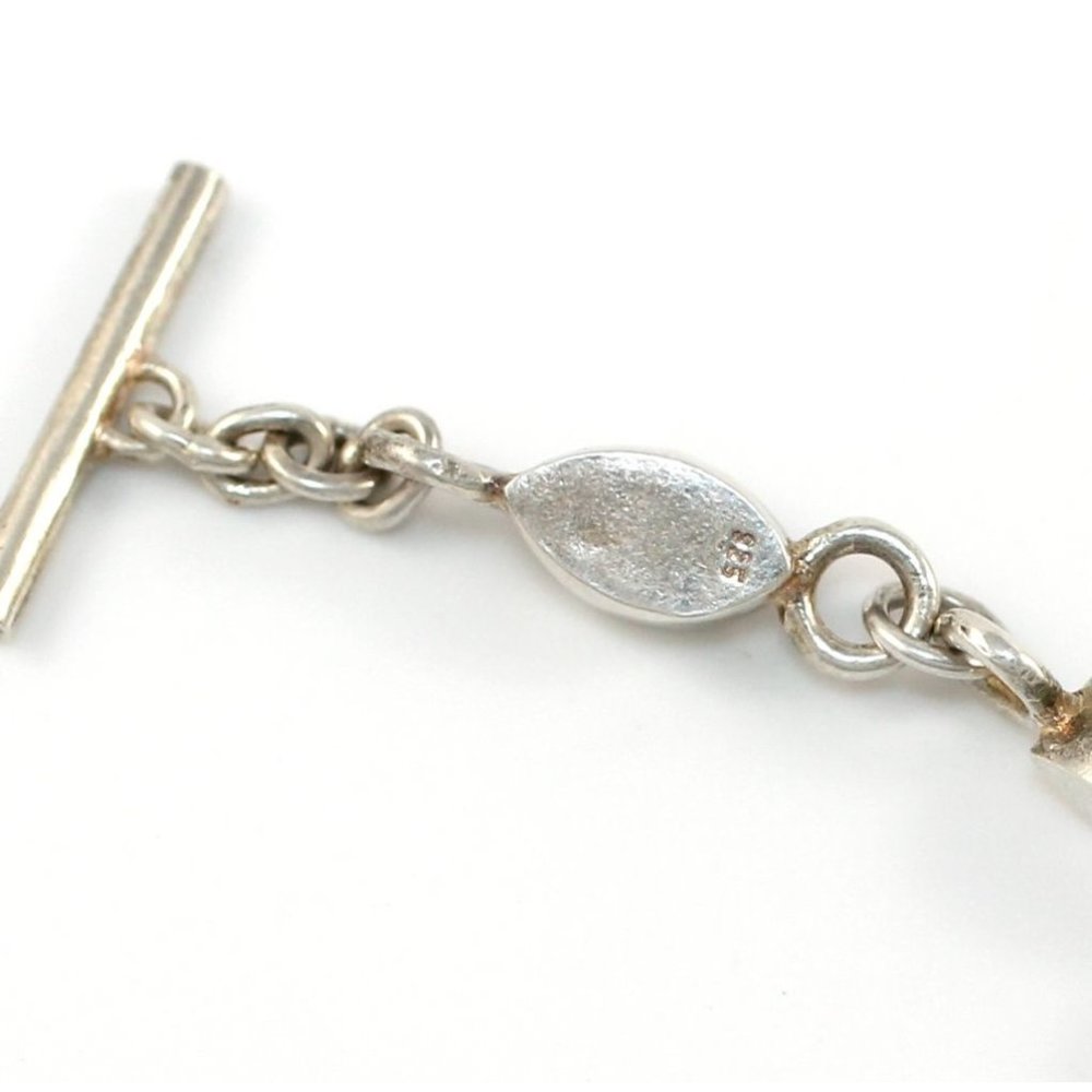 Solid Sterling Silver Blue Cz Toggle Chain Bracel… - image 4